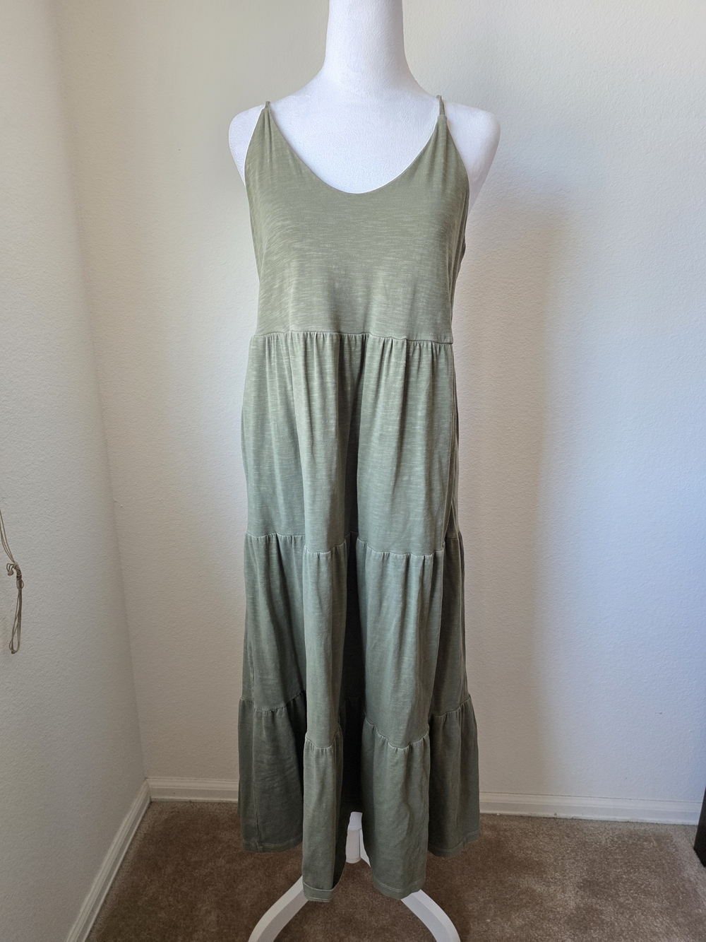 Olive Green Tiered Maxi Dress - Old Navy Size M